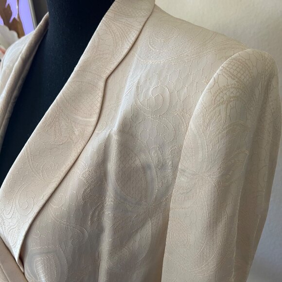 Giorgio Armani Vintage Silk Cream Elegant Floral Jacquard Fabric Blazer Medium - Picture 2 of 13